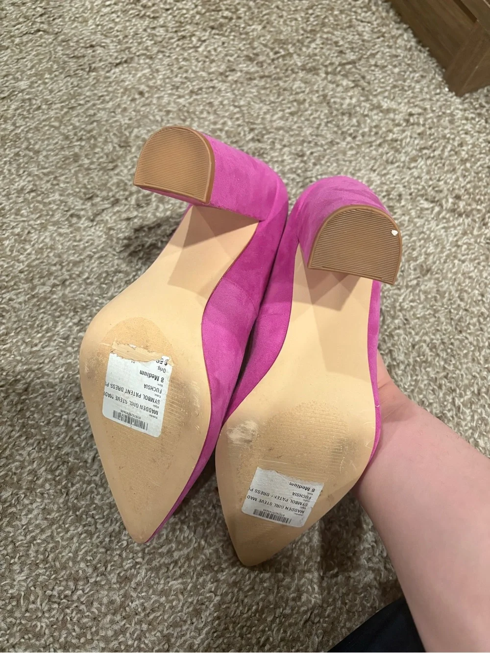 Madden Girl fuchsia chunk heels